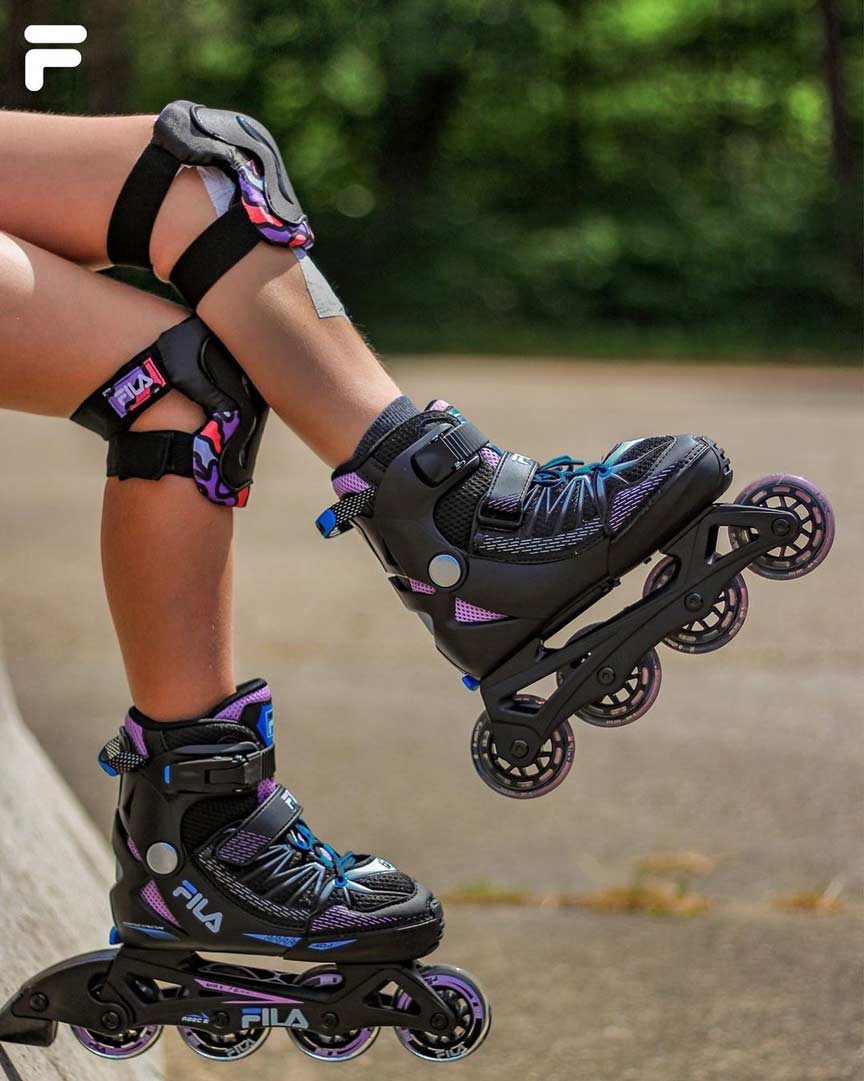 Fila Skates FP Protection Gear Junior Girl - Silver/Black/Pink
