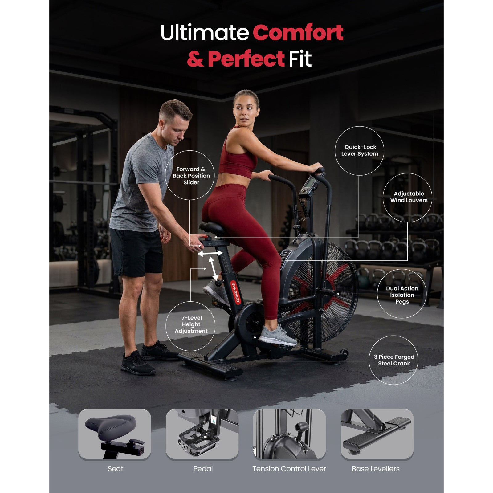 Sparnod Fitness SAB-12 Commercial Magnetic Air Bike