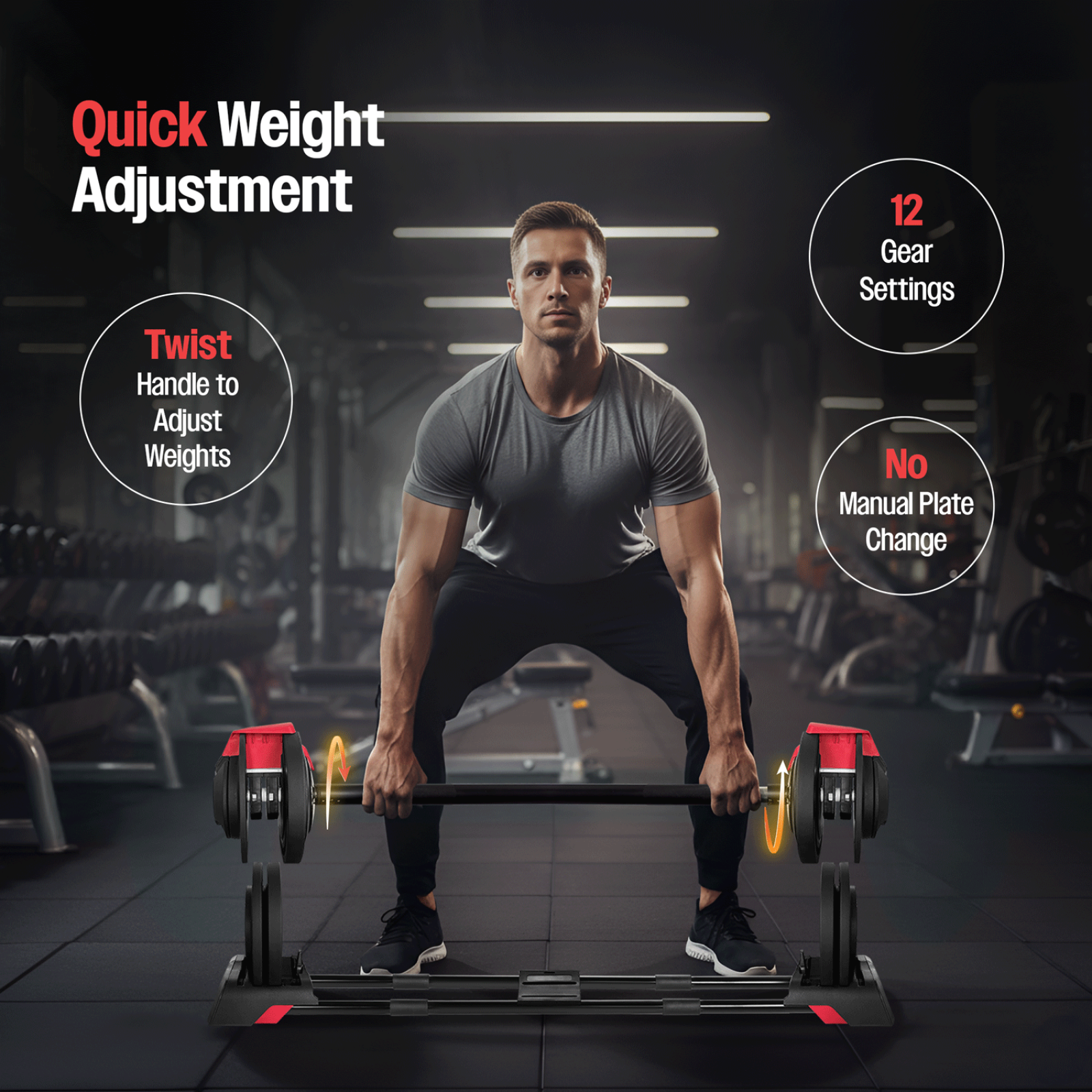 Sparnod Fitness SAD-25 Adjustable 3-in-1 Dumbbell Set