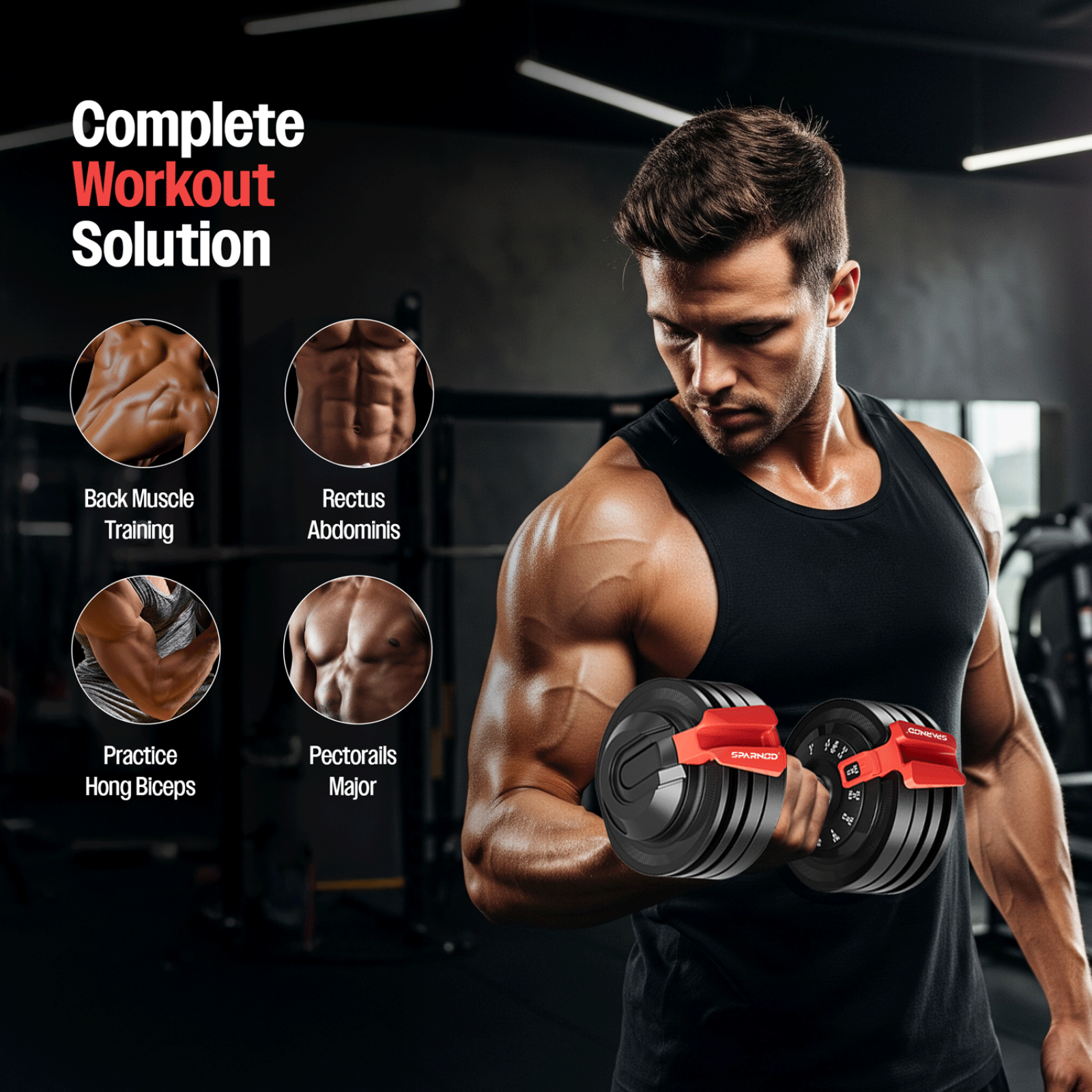 Sparnod Fitness SAD-25 Adjustable 3-in-1 Dumbbell Set