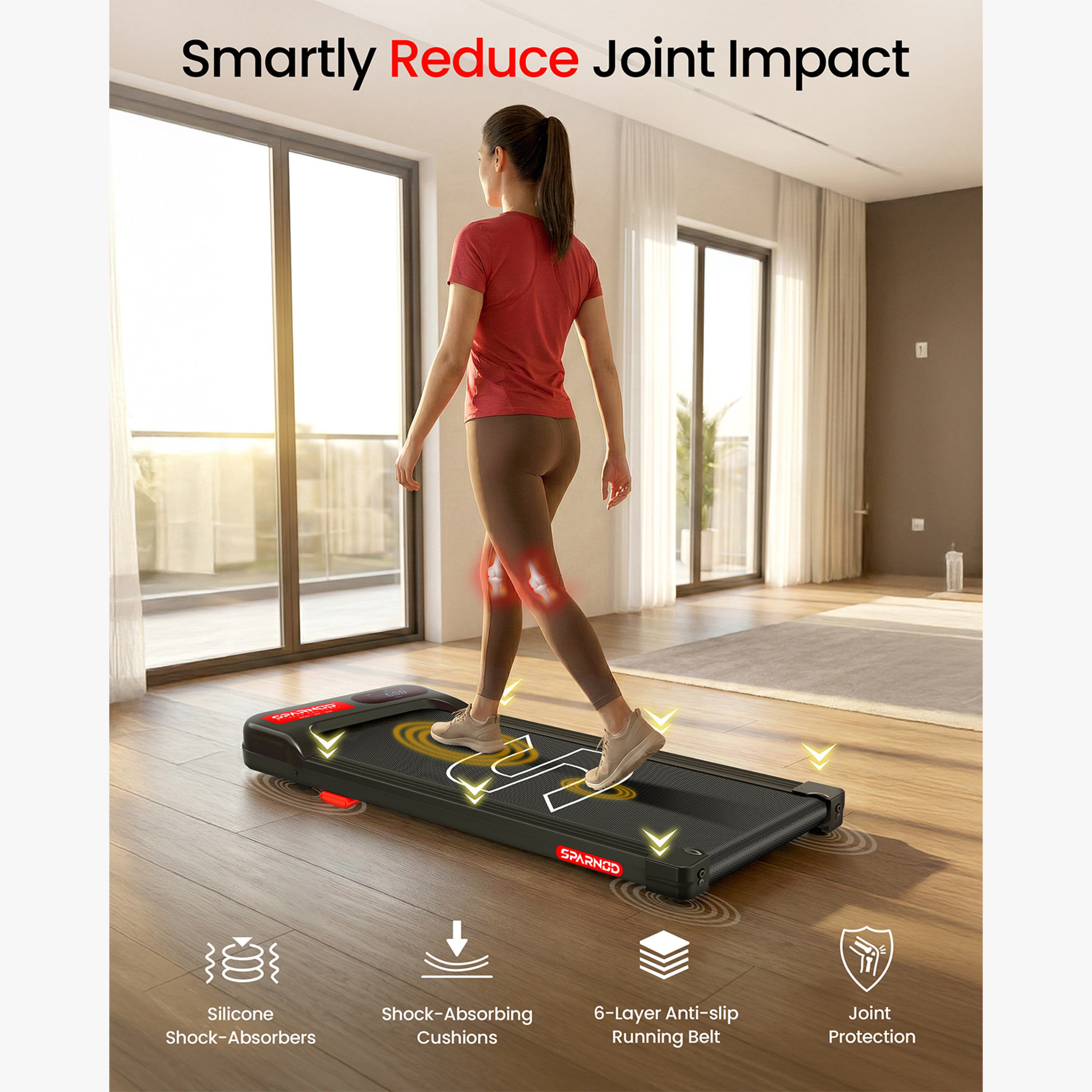 Sparnod Fitness Home Use Walking Pad - 2.5 HP