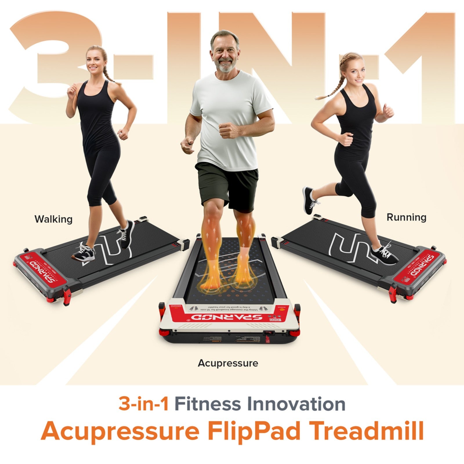 Sparnod Fitness STH-3003 Double Sided Massage Treadmill - 2.5 HP