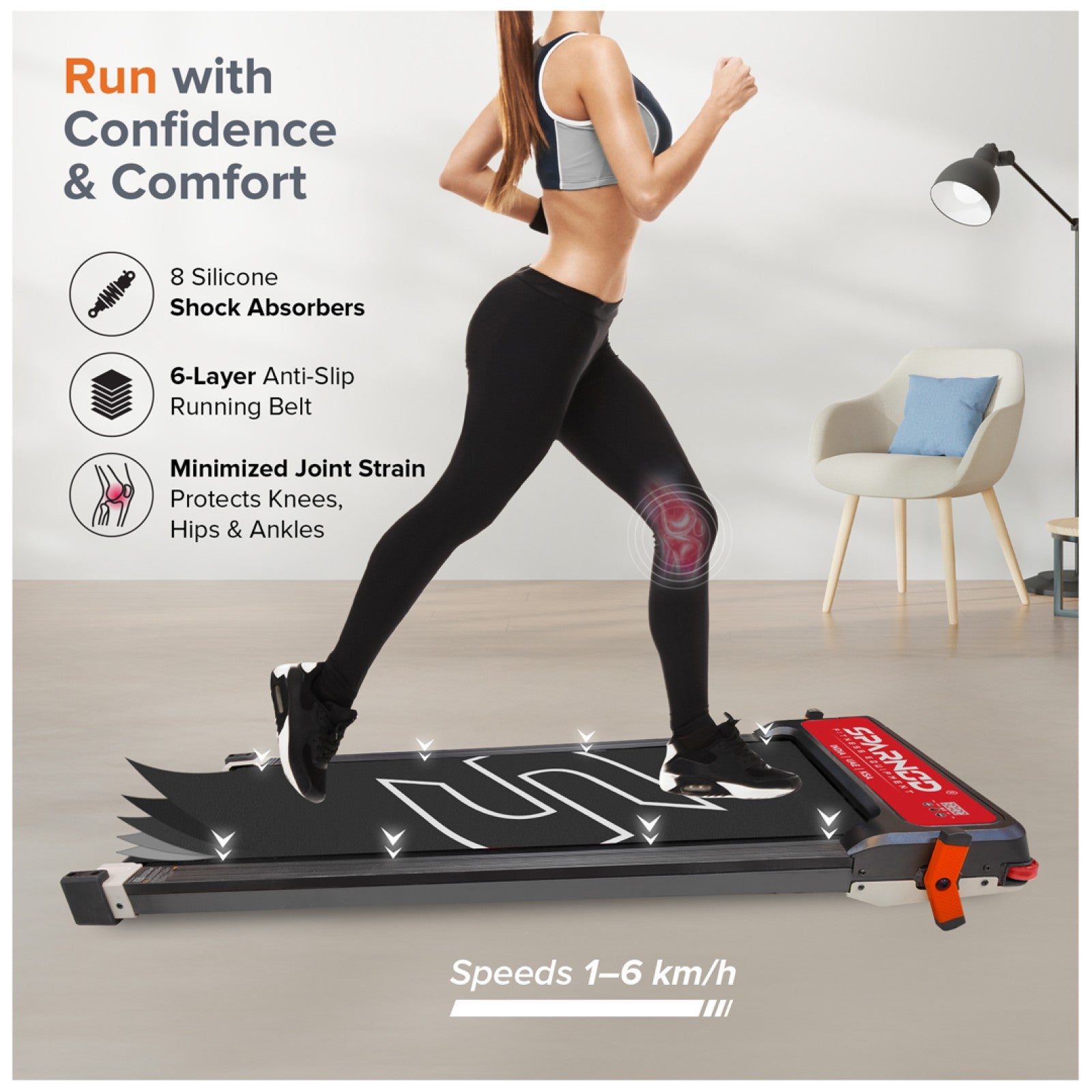 Sparnod Fitness STH-3003 Double Sided Massage Treadmill - 2.5 HP