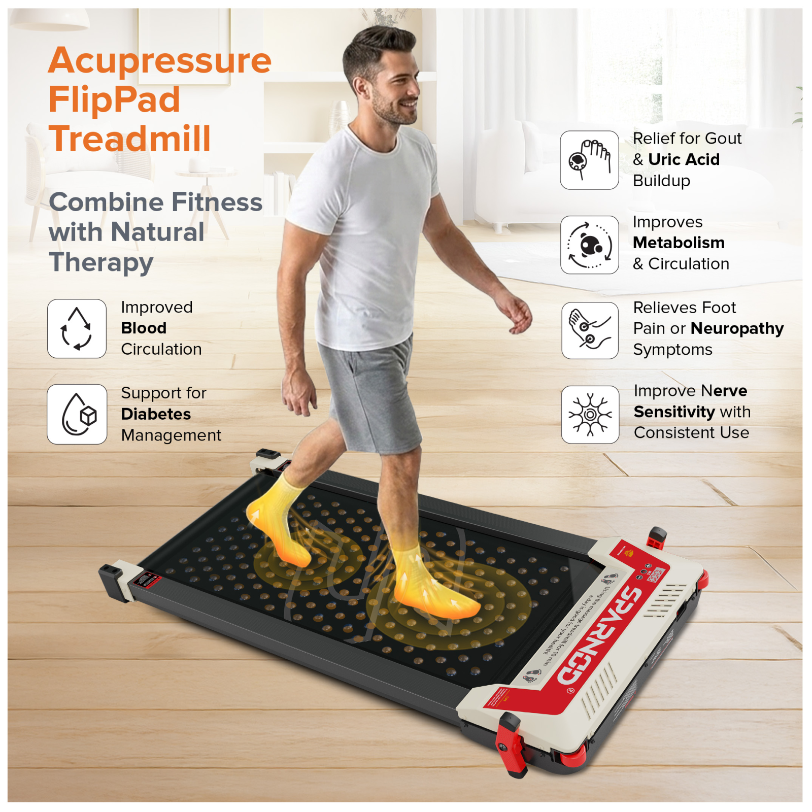 Sparnod Fitness STH-3003 Double Sided Massage Treadmill - 2.5 HP